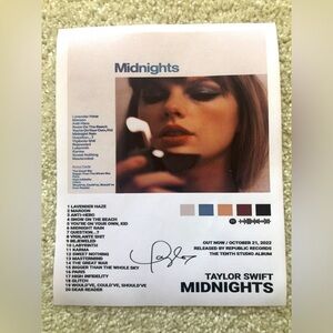 Taylor Swift Midnights Art Print Canvas Poster Signed Album Collectors Item 8x…